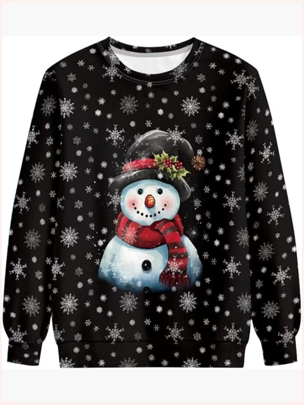 Plus Size Crew Neck Pullover Snowman Print Sweatshirt